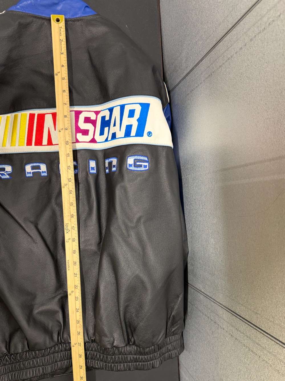 Vintage NASCAR Racing Leather Jacket JH Design 2XL Blue/Black Embroidered - Picture 15 of 16